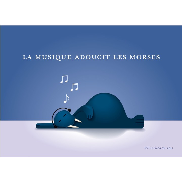 Carte postale La musique adoucit les morses